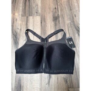 Under Armour High Crossback Support Zip Front Sports Bra 44DDD Black #2 Polyeste